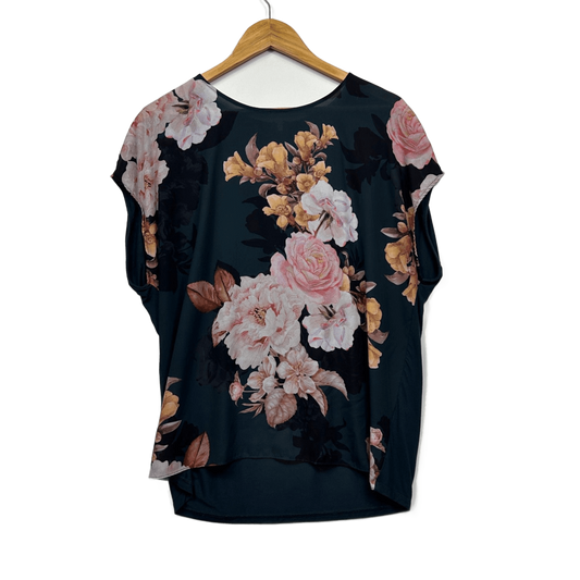 Portmans Multicoloured Floral Short Sleeve Top Blouse Size L 14