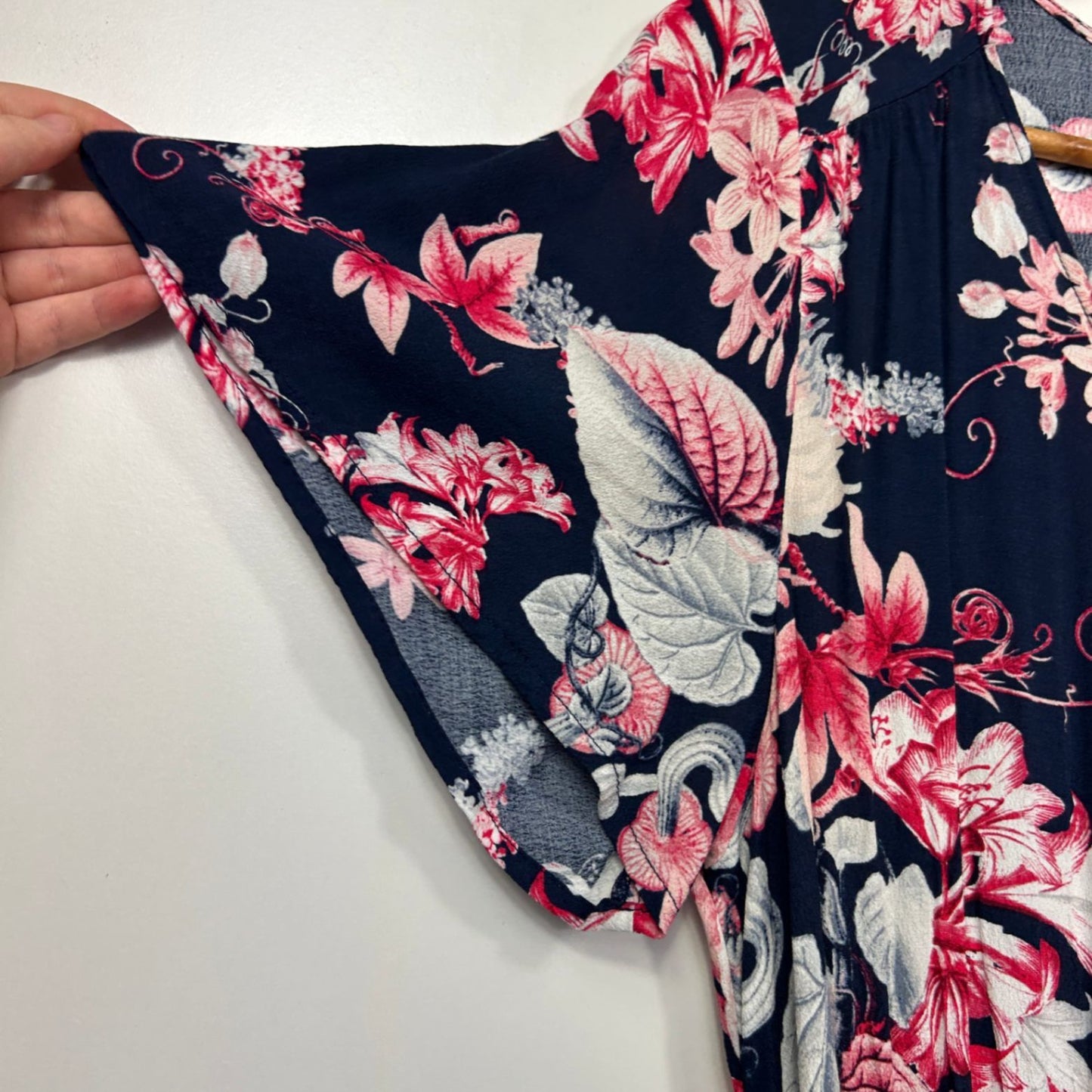 Katies Multicoloured Floral Viscose Short Sleeve Maxi Dress Size 14