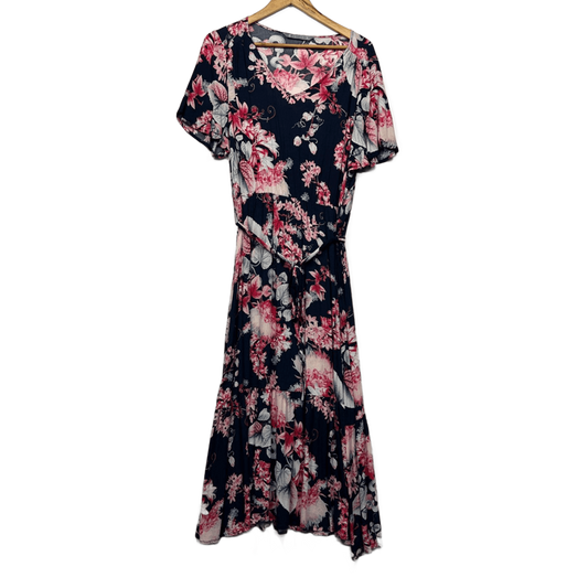 Katies Multicoloured Floral Viscose Short Sleeve Maxi Dress Size 14
