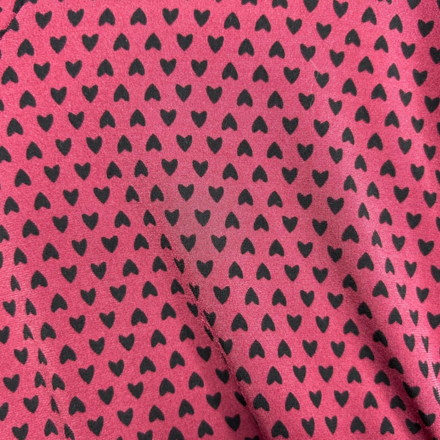 Jacqui E Midi Short Sleeve Dress Size Large Pink Black Heart Love