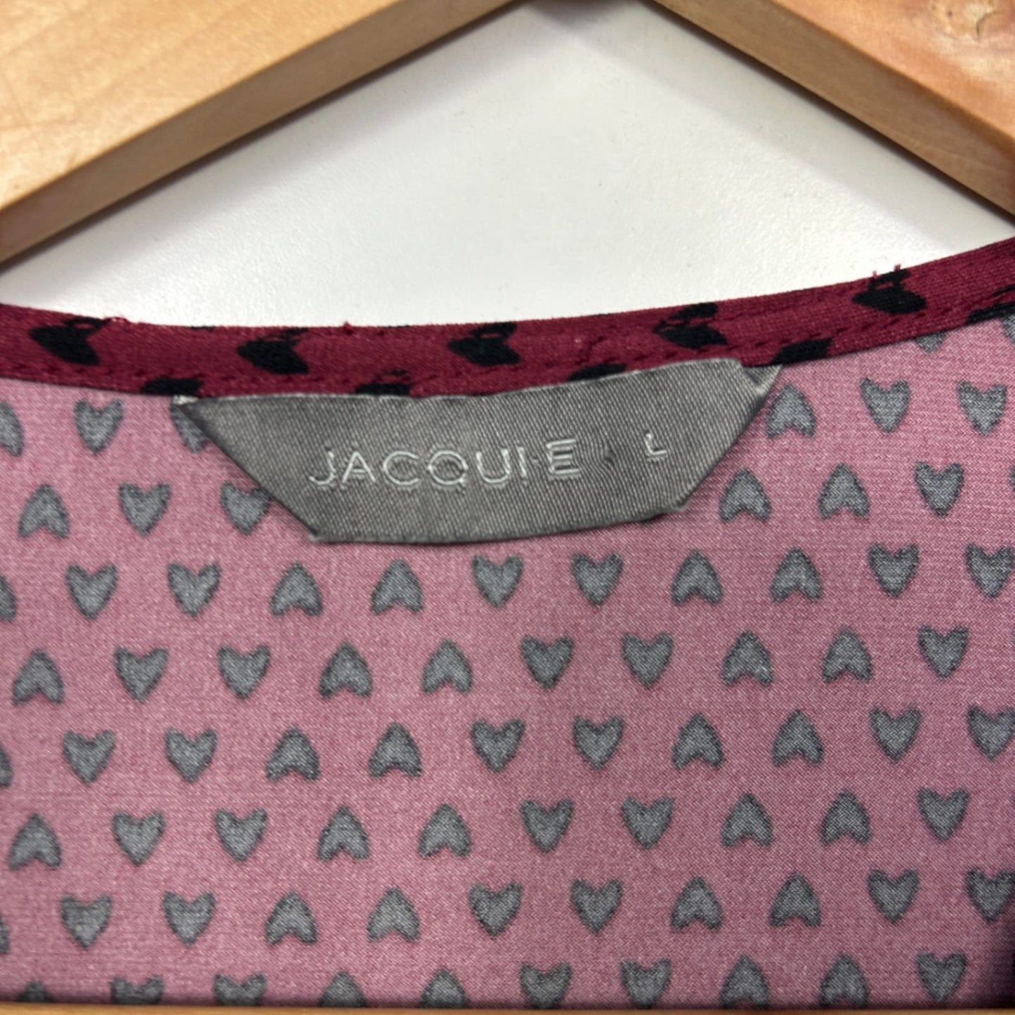 Jacqui E Midi Short Sleeve Dress Size Large Pink Black Heart Love