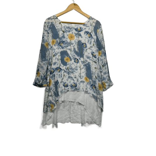 Caroline Morgan Multicoloured Floral Tunic Top Layered Blouse Size 16