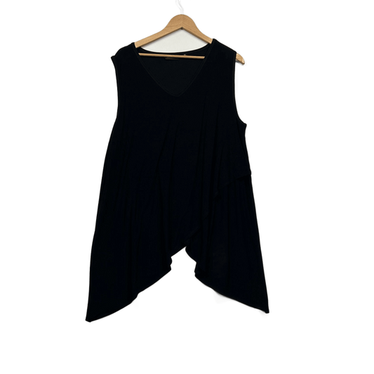 Nina Leonard Black Sleeveless V-Neck Asymmetric Hem Top Tunic Size XXL 2XL