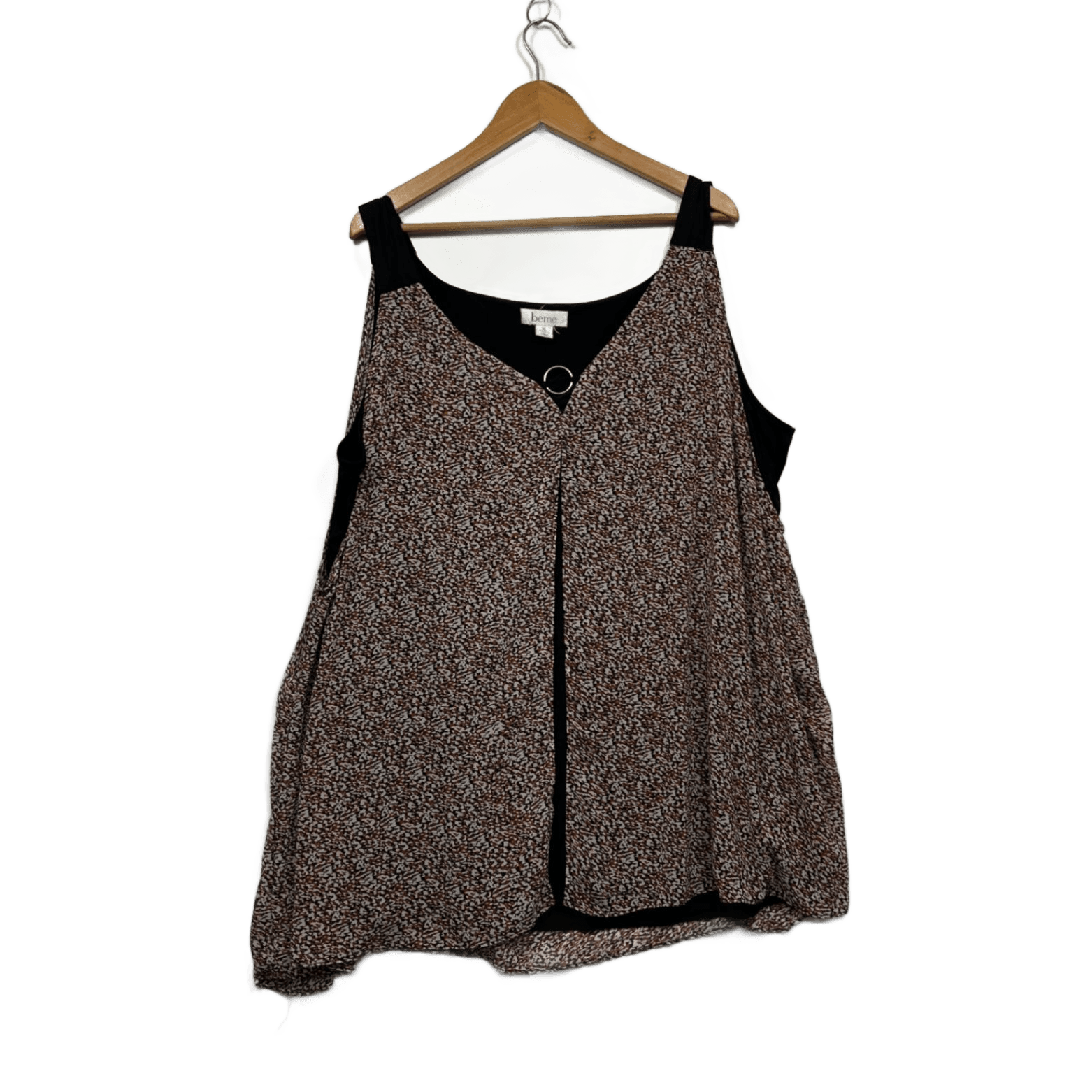 Beme Multicoloured Sheer Overlay Sleeveless V-Neck Tunic Top Blouse Size 22