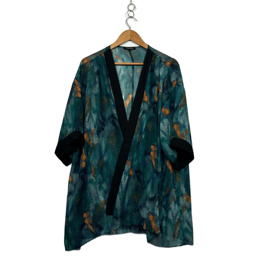 Belle Curve Multicoloured Open Front Kimono Jacket Size 18