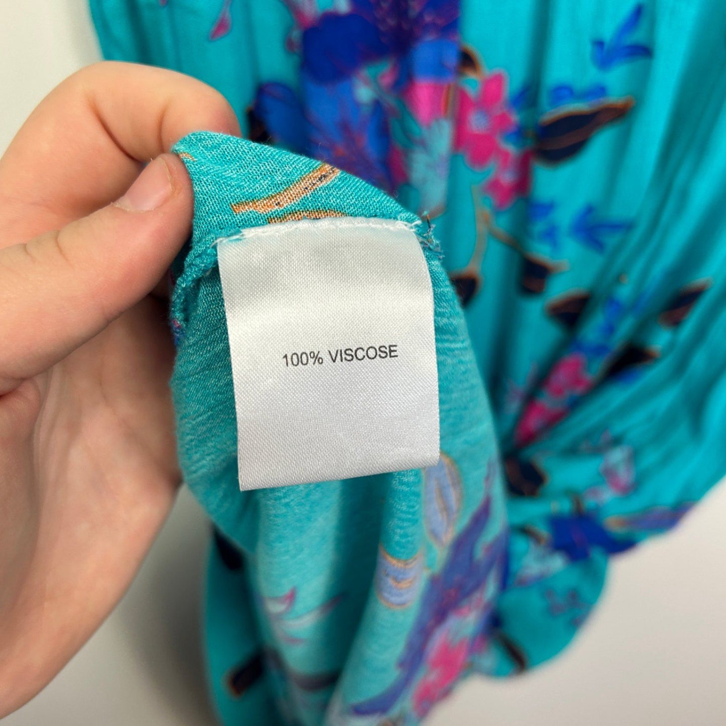 Millers Blue Viscose Short Sleeve Floral Maxi V-Neck Dress Size 14