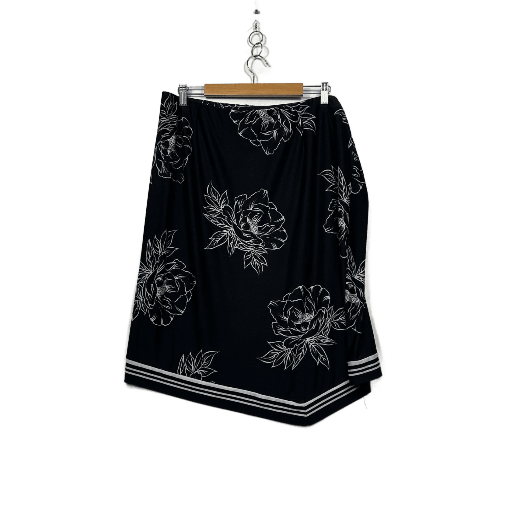 Millers Womens Black White Floral Asymmetric Hem Skirt Size 2XL Stretch