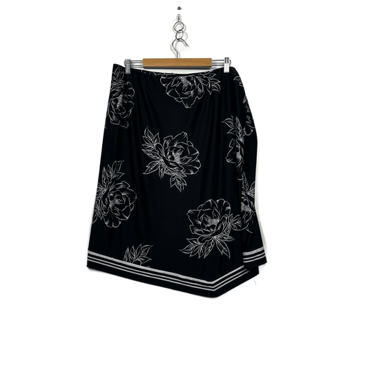 Millers Womens Black White Floral Asymmetric Hem Skirt Size 2XL Stretch