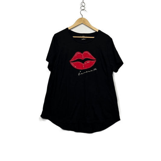 CCX City Chic Black Cotton Short Sleeve Crew Neck Casual T-Shirt Size 18 *Fault