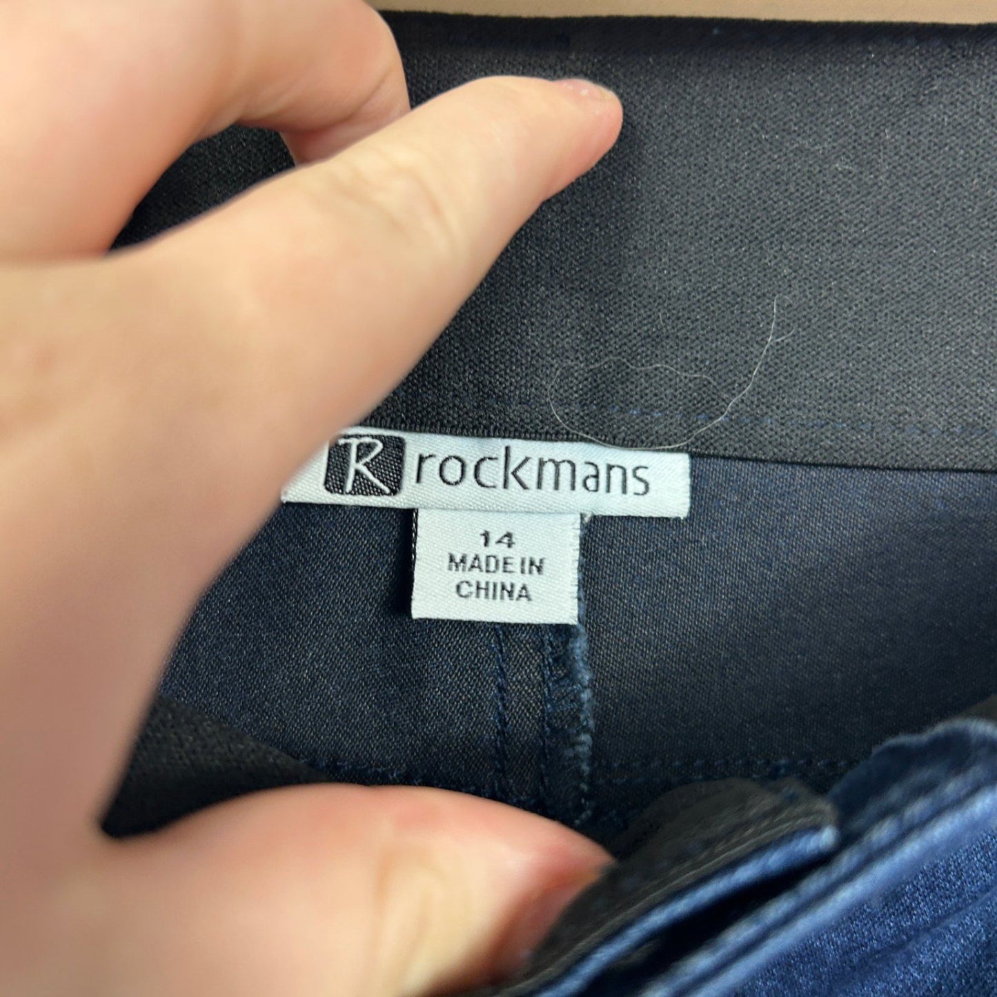 Rockmans Blue Cropped Denim Pants Zip Pocket Size 14