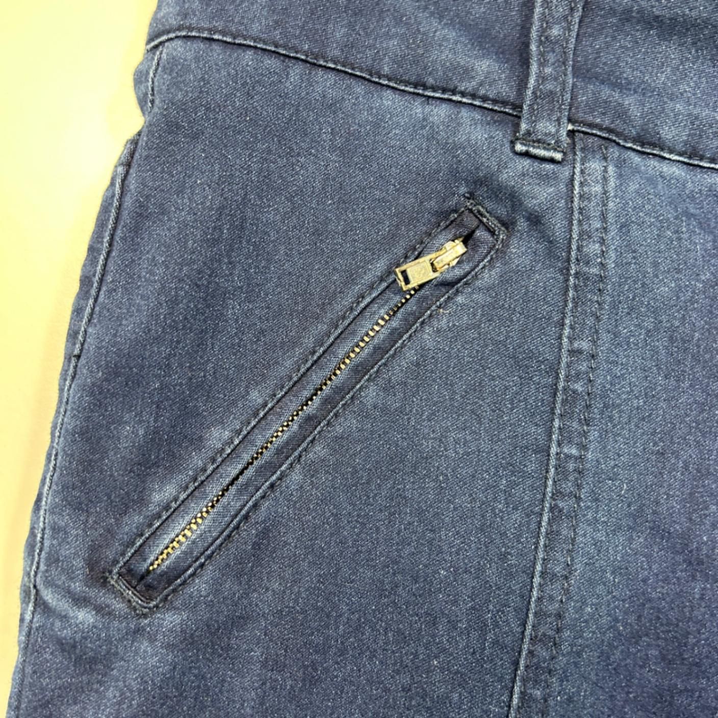Rockmans Blue Cropped Denim Pants Zip Pocket Size 14