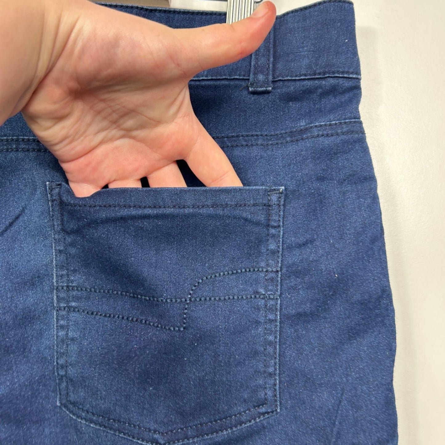Rockmans Blue Cropped Denim Pants Zip Pocket Size 14