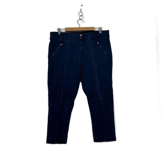 Rockmans Blue Cropped Denim Pants Zip Pocket Size 14