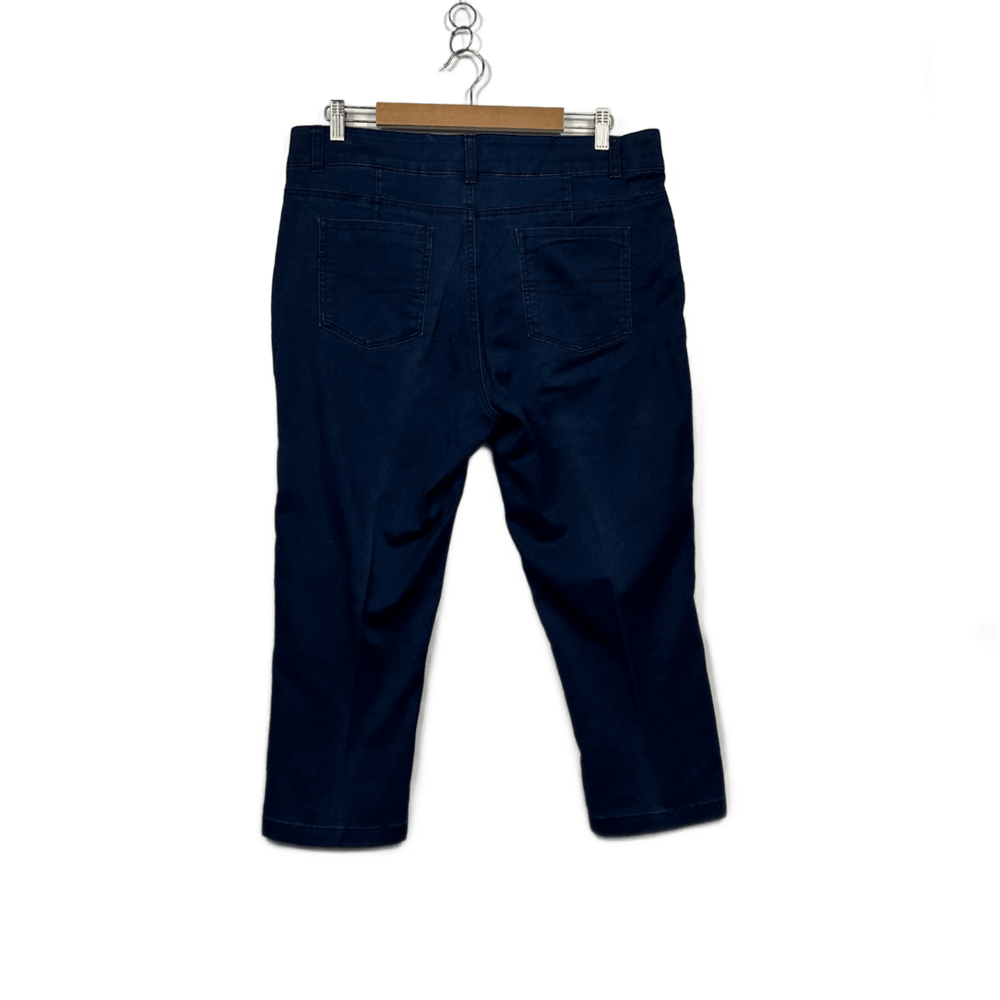 Rockmans Blue Cropped Denim Pants Zip Pocket Size 14