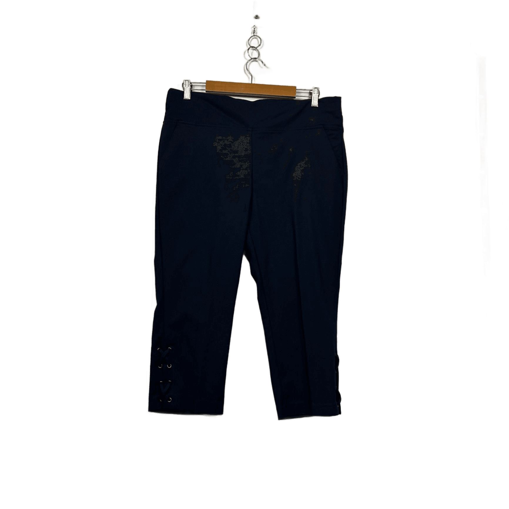 Capture Womens Navy Blue Cropped Pants Size 14 Pull On