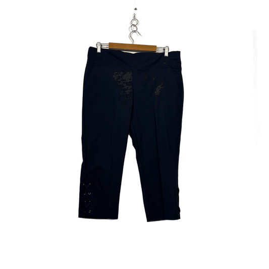 Capture Womens Navy Blue Cropped Pants Size 14 Pull On