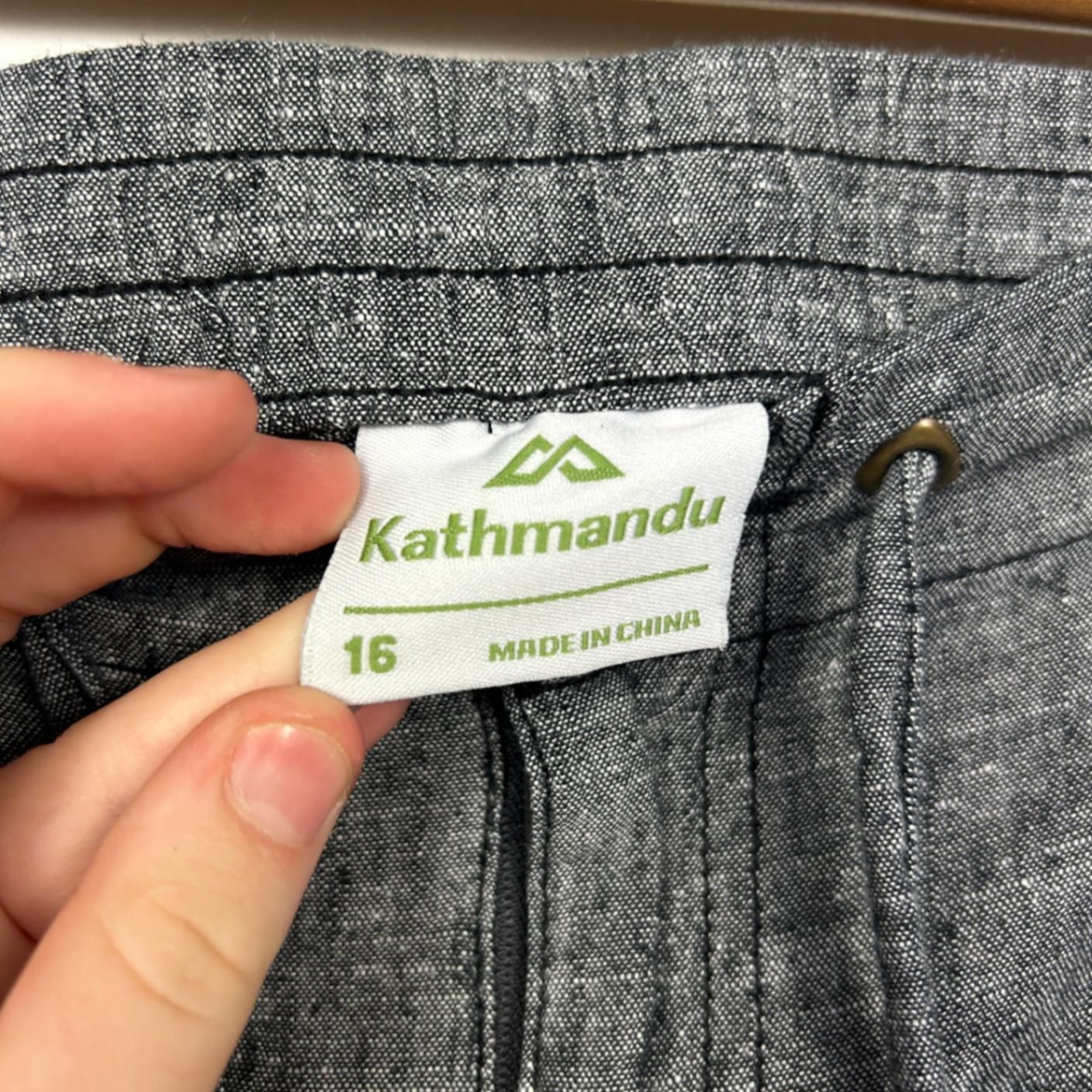 Kathmandu Linen Blend Pants Size 16 Grey Pockets