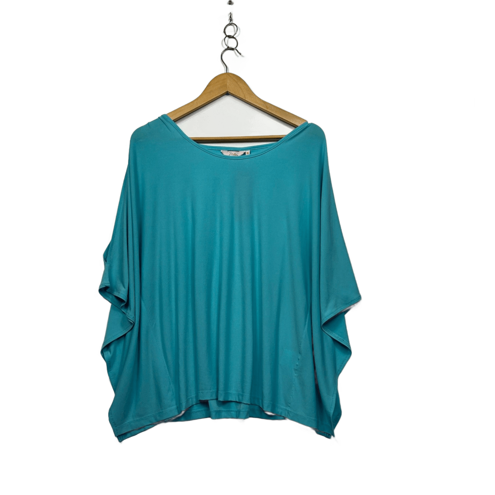 Millers Aqua Split Short Sleeve Tunic Top Size 16