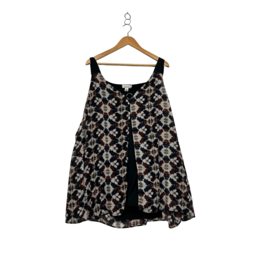 Beme Multicoloured Sleeveless V-Neck Top Blouse Size 22 Plus XL