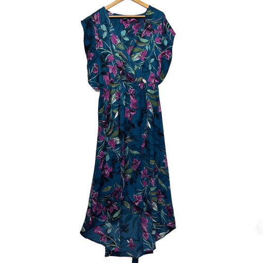 City Chic Women's Teal Short Sleeve Floral Maxi Dress Size 18 Plus M