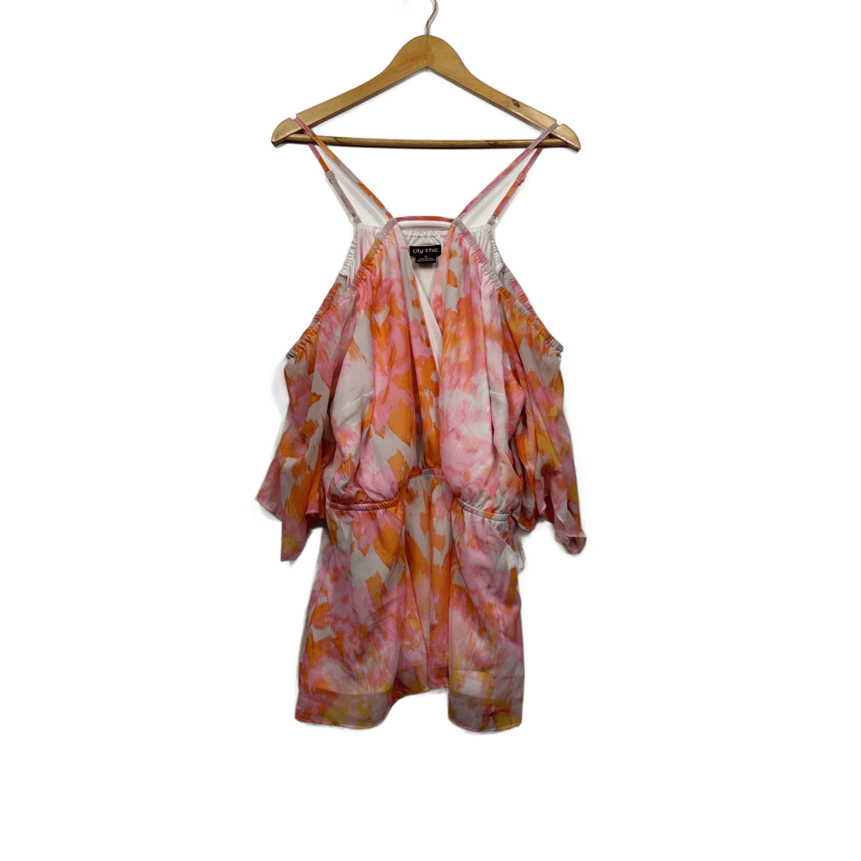 City Chic Multicoloured Cold Shoulder Cut Out Top Size 22 24 XL Plus