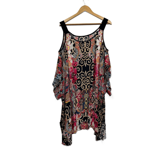 Taking Shape Tunic Top Size 20 22 Multicoloured Cold Shoulder Sleeve