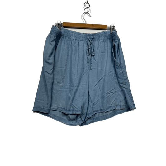 Avella Blue Casual Pockets Chambray Shorts Size 18