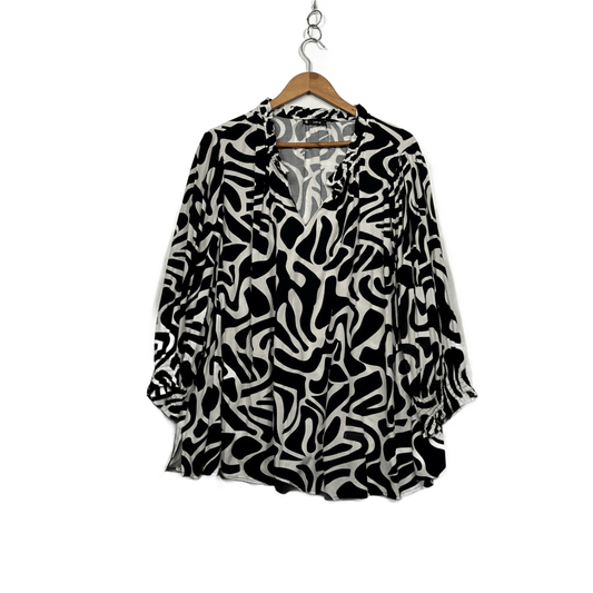 Target Curve Women's Black Beige Long Sleeve Top Blouse Size 22