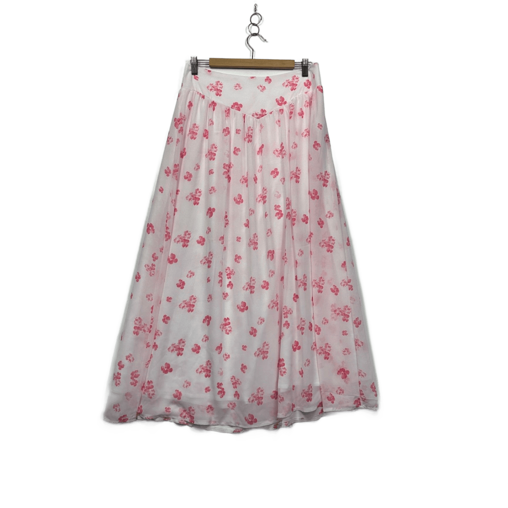 Shein Pink White Floral Maxi Skirt Size XL 14 16