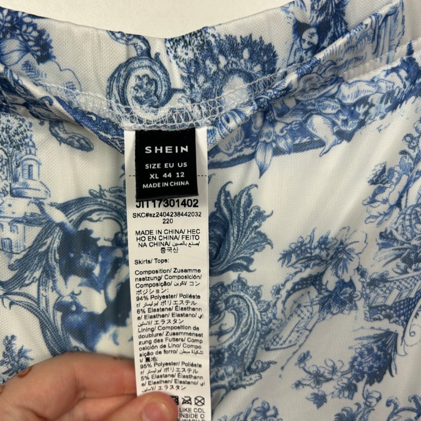 SHEIN Blue White Floral Mini Skirt Size XL 14 16