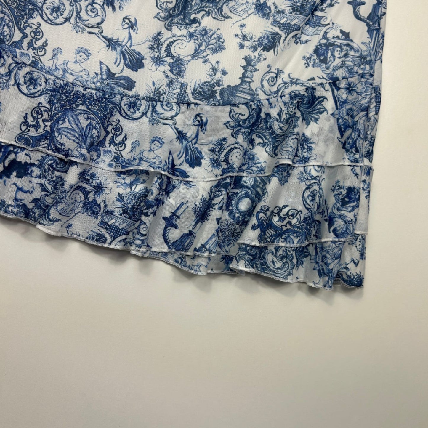 SHEIN Blue White Floral Mini Skirt Size XL 14 16