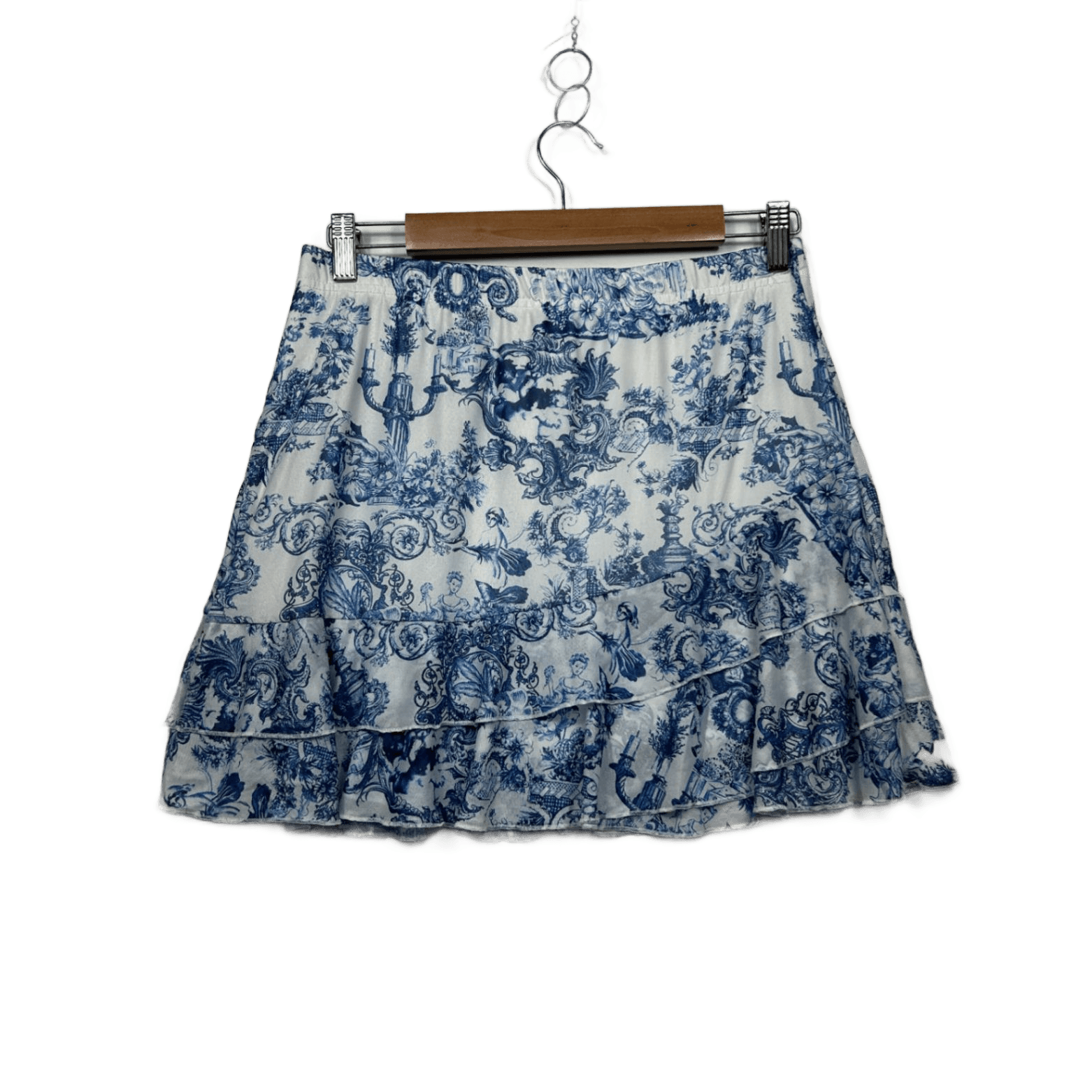 SHEIN Blue White Floral Mini Skirt Size XL 14 16