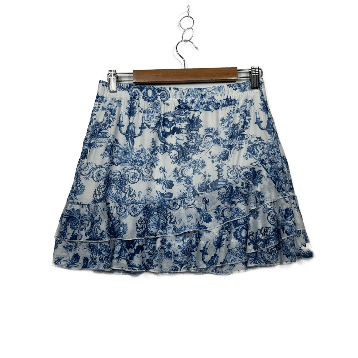 SHEIN Blue White Floral Mini Skirt Size XL 14 16