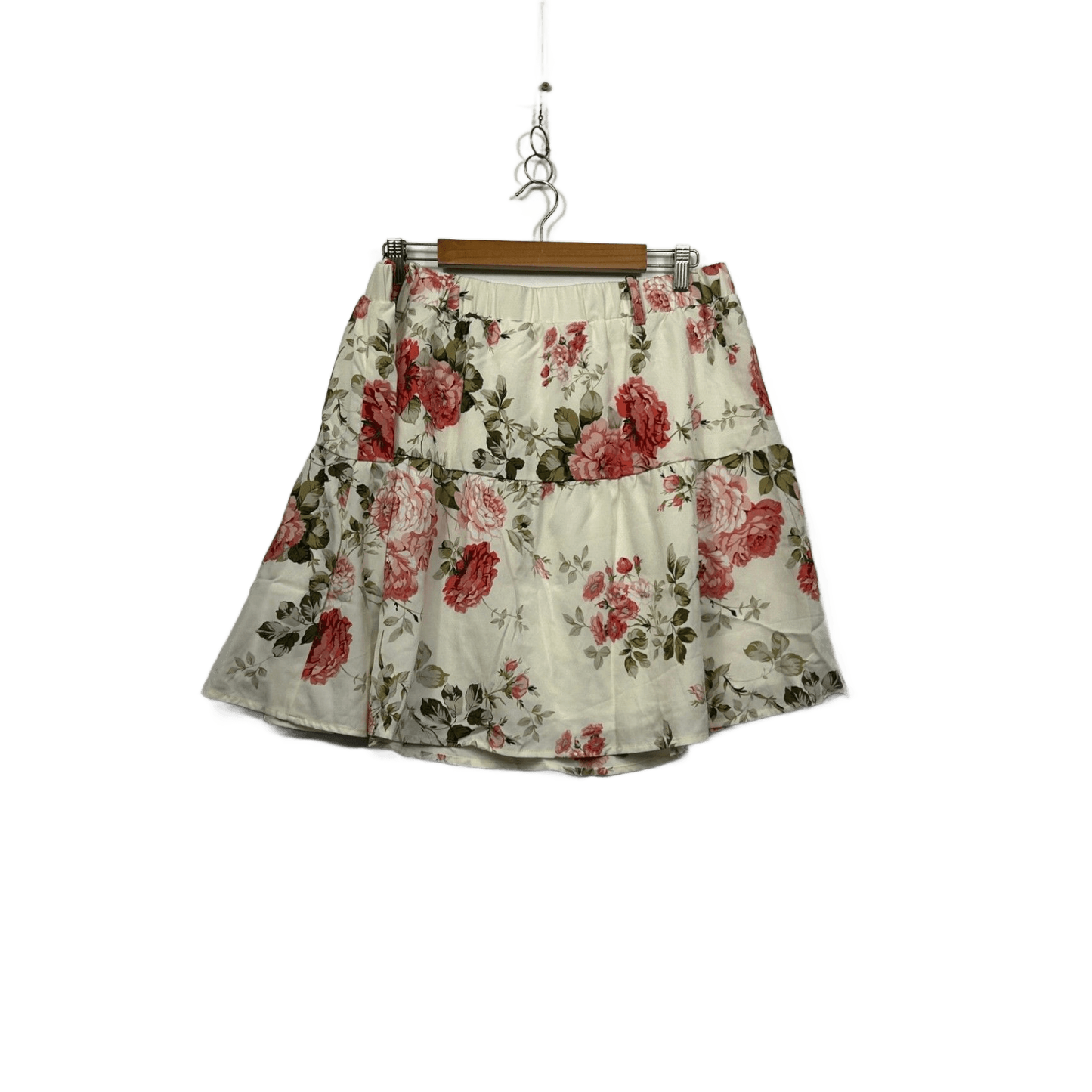 SHEIN Womens White Floral Mini A-Line Skirt Size 3XL 16 18