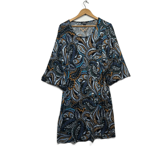 Nina Leonard Multicoloured Long Sleeve Shift Dress Size XL 16