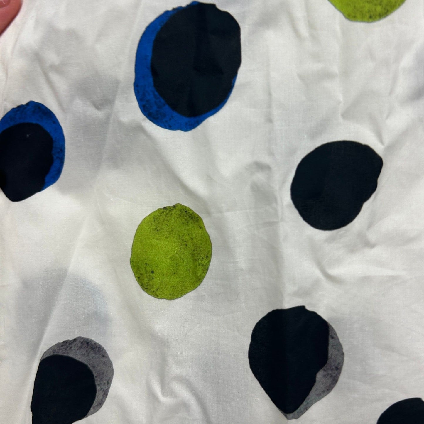 New Marco Polo Women's White Polka Dot Cotton Button Up Shirt