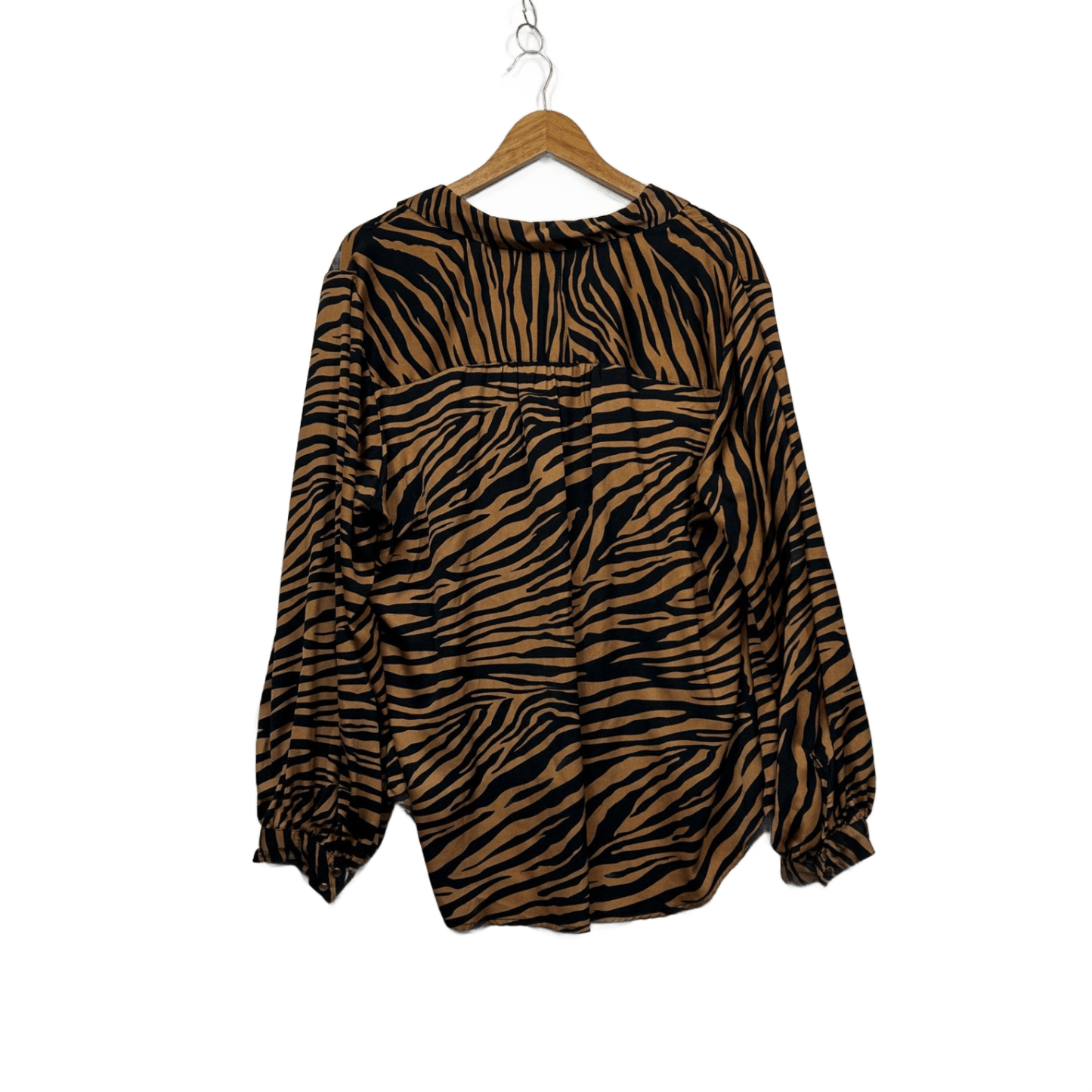 Target Women's Brown Black Long Sleeve V Neck Relaxed Fit Top Blouse Size 18