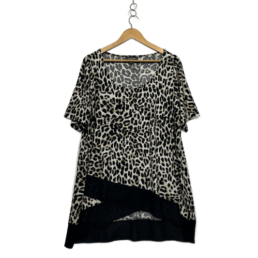 Autograph Animal Print Short Sleeve Tunic Top Blouse Size 18