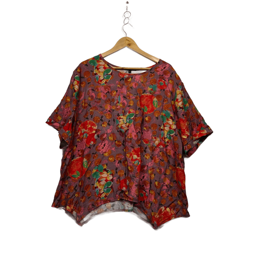 Caroline Morgan Multicoloured Short Sleeve Cotton Top Size 18