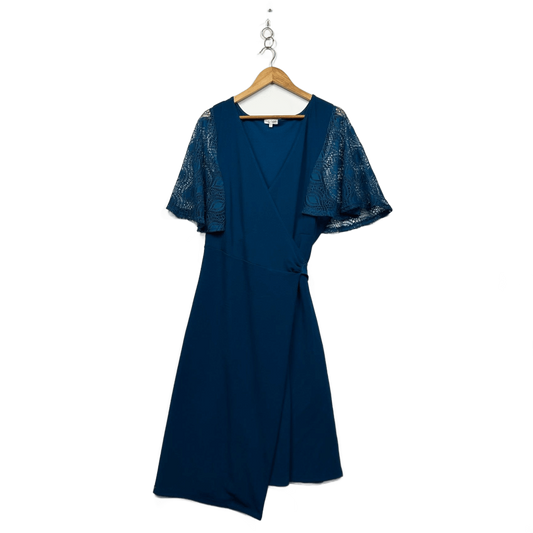 Kiyonna Women's Short Sleeve Teal Blue Cocktail Wrap Dress Size 18-20 (2)