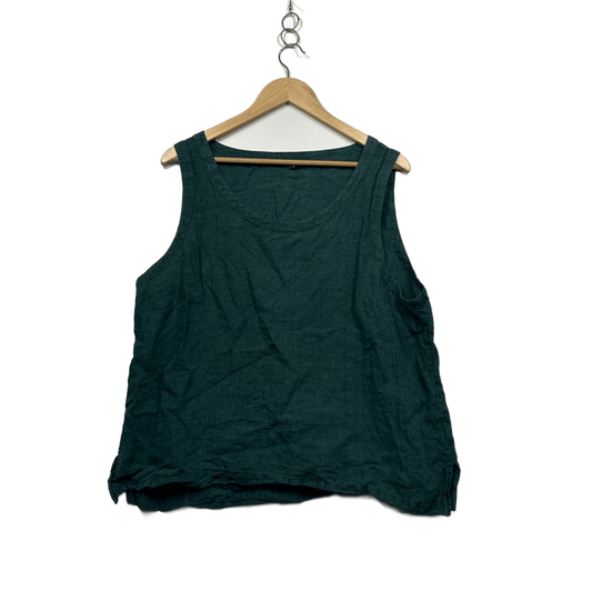 Target Green Linen Sleeveless Scoop Neck Blouse Tank Top Size 18
