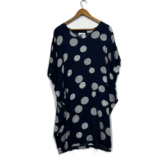 M Style Womens Navy Short Sleeve Round Neck Relaxed Shift Dress Size 14