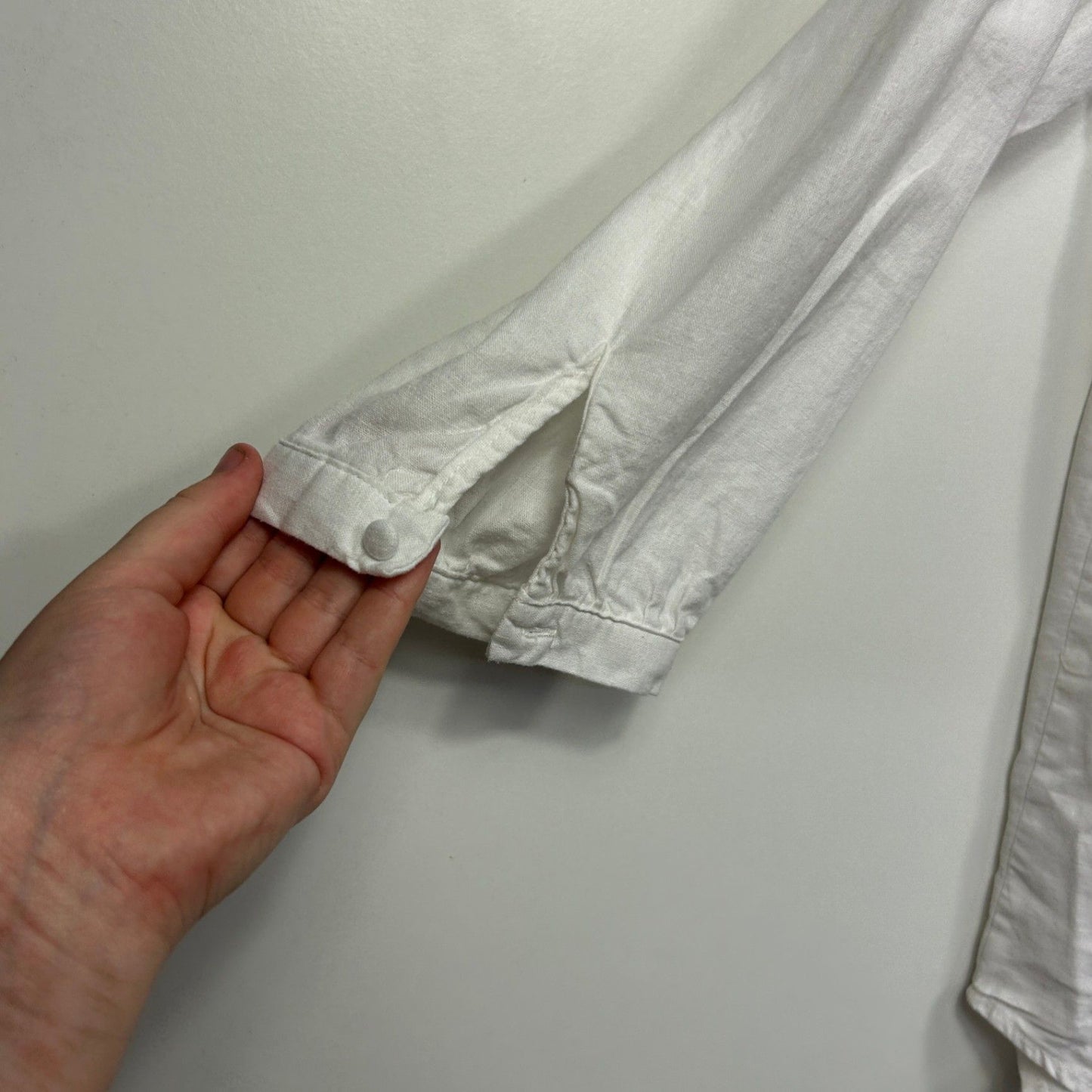 Emerge White Linen Blend Long Sleeve Collared Button-Up Shirt Size 14