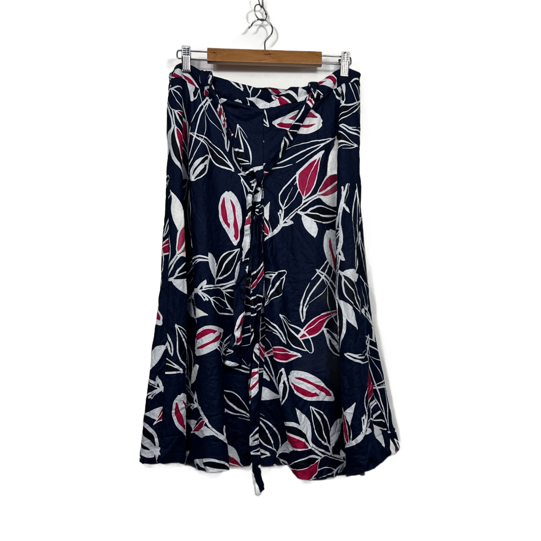 Sportscraft Linen Blue Multicolour Floral Midi Skirt Size 16