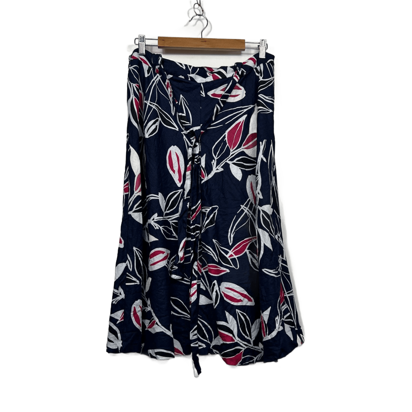 Sportscraft Linen Blue Multicolour Floral Midi Skirt Size 16