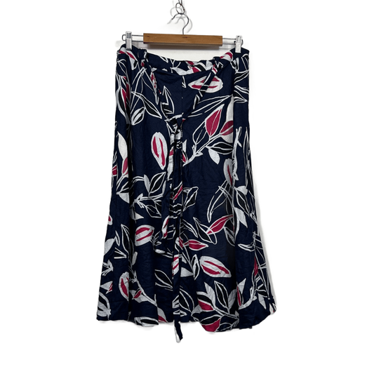 Sportscraft Linen Blue Multicolour Floral Midi Skirt Size 16