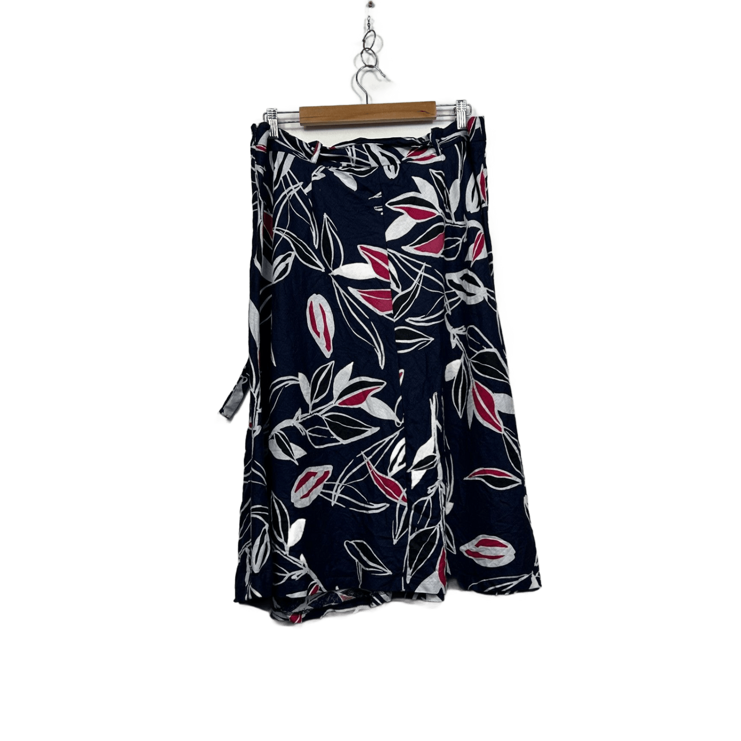 Sportscraft Linen Blue Multicolour Floral Midi Skirt Size 16