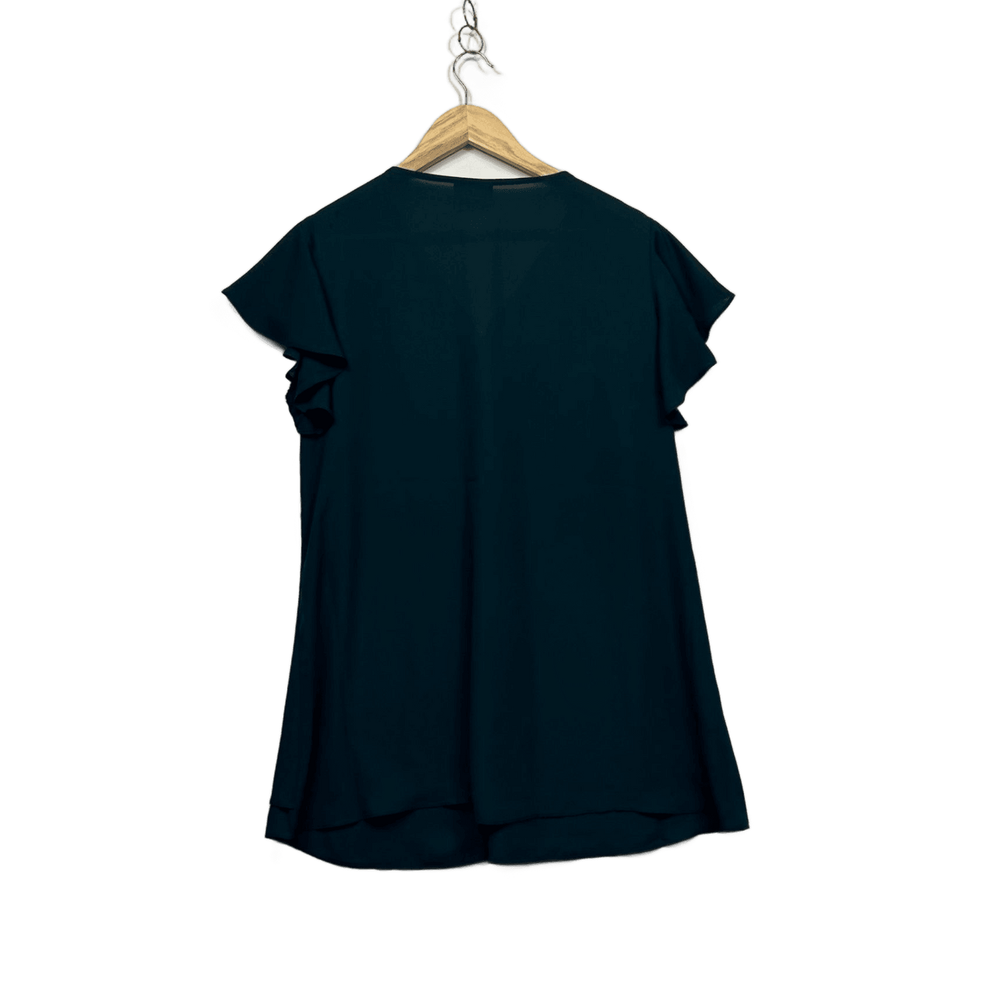 City Chic Teal Blue Short Sleeve Flutter Sleeve Top Size 16 Plus Small