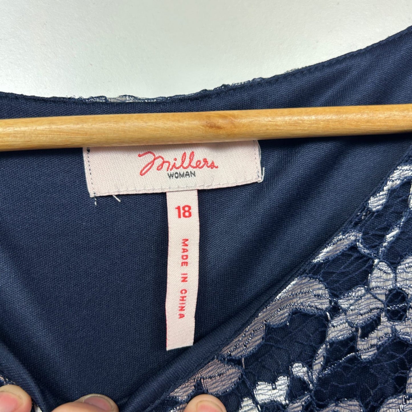 Millers Women's Navy Blue Occasional Lace Overlay Top Blouse Size 18