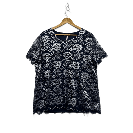 Millers Women's Navy Blue Occasional Lace Overlay Top Blouse Size 18